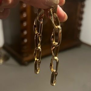 7.5cm gold plated chain earrings- Spanish designer  Adolfo Dominguez